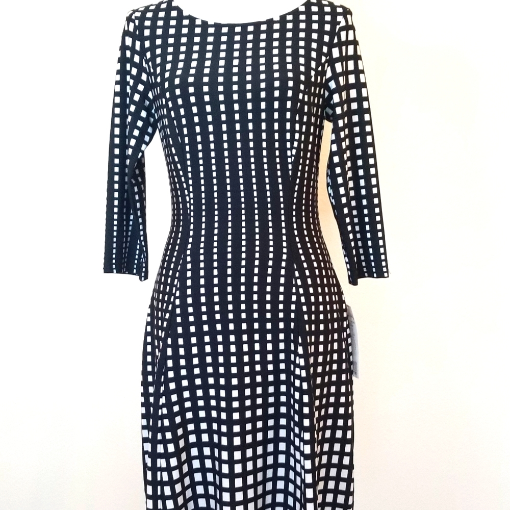 Josef Ribkoff business casual dress, black/white